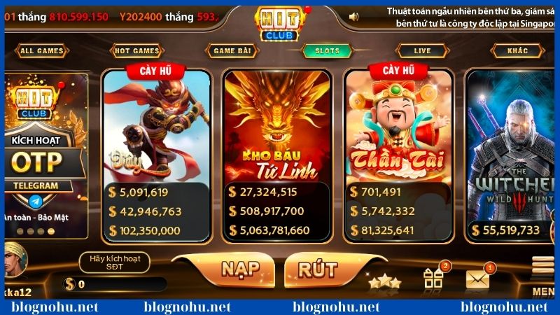 Điểm qua những tựa game nổ hũ HitClub cực chiến